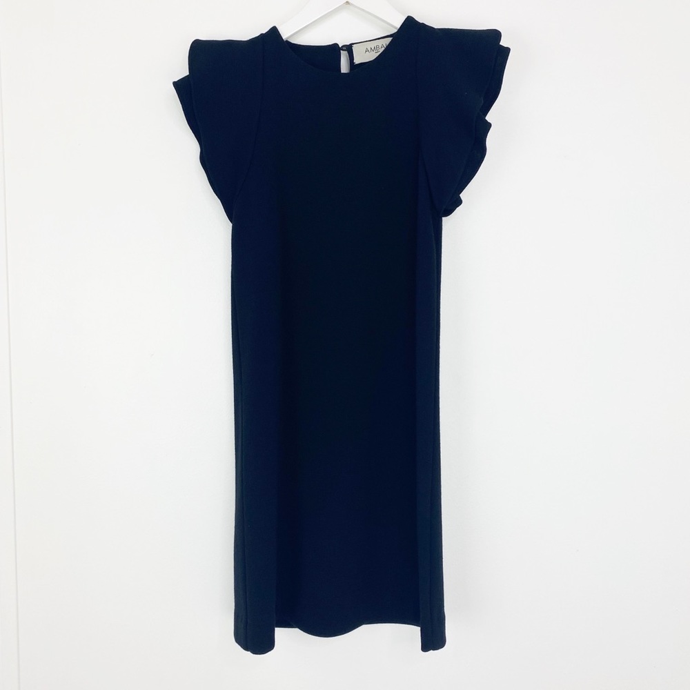 Ambali Paris Size EU 38 US 6 Wool Blend Ruffle Sleeve Shift Dress